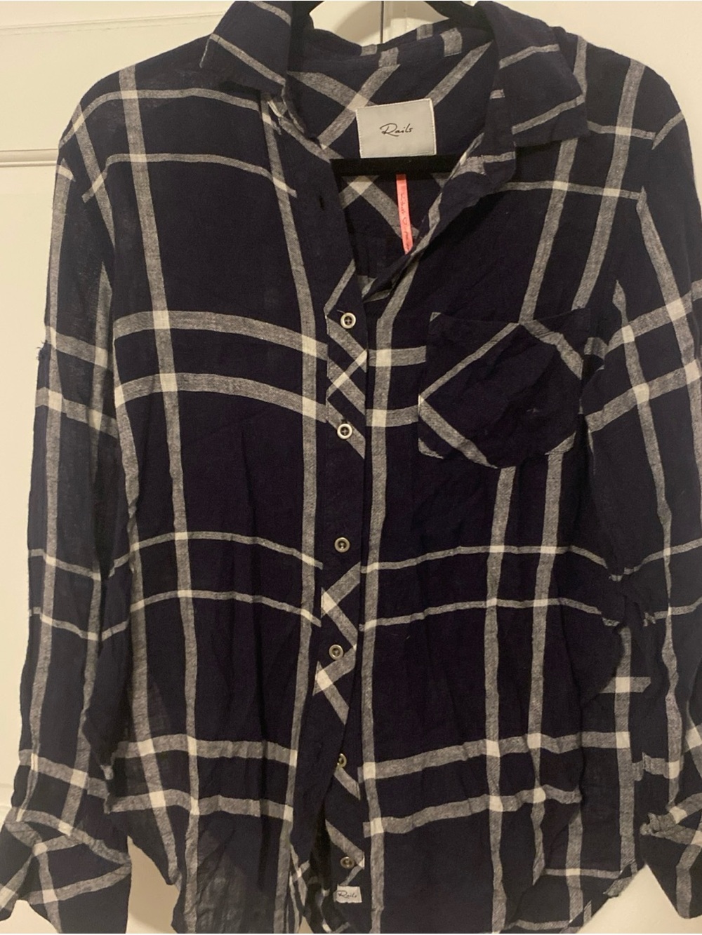 Rails x Free People Navy and White Charli Plaid Button-Down Shirt